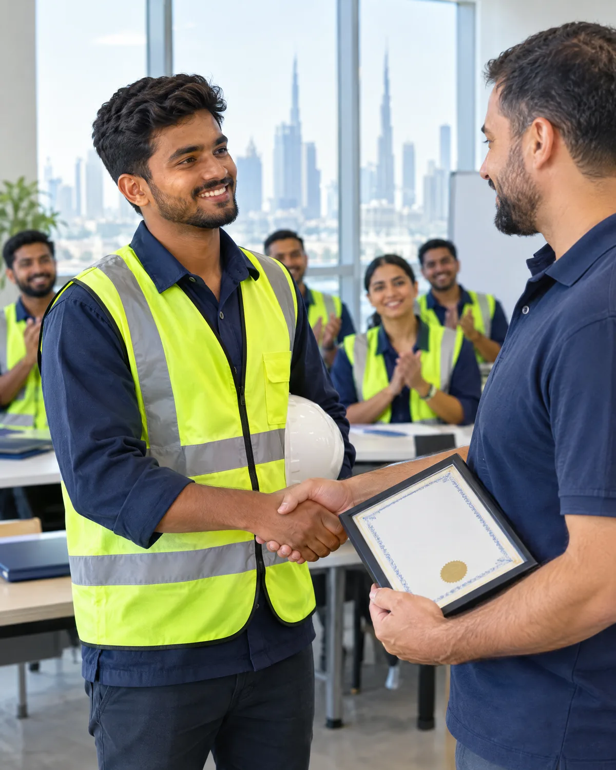 Certification Ceremony — LEEA lifting equipment training in progress at the Arbrit Safety centre in Dubai, UAE